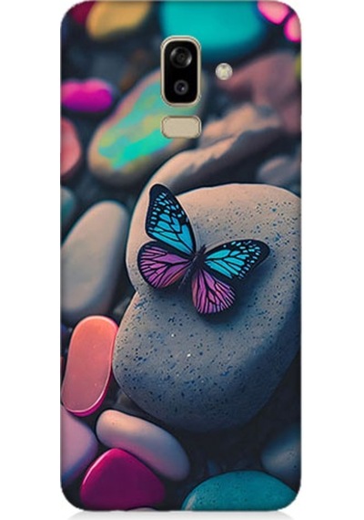 Samsung Galaxy J8 Uyumlu Renkli Taş Desenli Silikon Kılıf