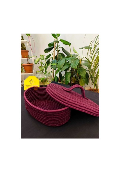 Hasır Jüt Sepet Oval Kapaklı Organizer Düzenleyici 30x20x10 Cm Erik Erik