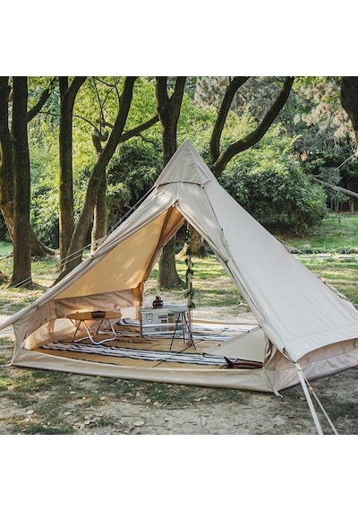 Naturehike Brighten 6.4 Lüks Piramit Pamuk Glamping Çadırı Kopya Açık Bej