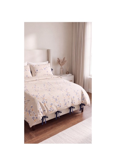 %100 Pamuk Çiçek Desenli Çift Kişilik Nevresim Seti 4 Lacivert Bağcıklı 2 Adet Tek Bağcıklı Yastık Kılıfı Ekru - 907788545 Ekru %100 Pamuk Çiçek Desenli Çift Kişilik Nevresim Seti 4 Lacivert Bağcıklı 2 Adet Tek Bağcıklı Yastık Kılıfı Ekru - 907788545 Ekru