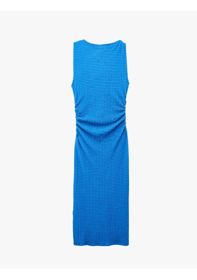Koton Bürümcük Kumaş Drapeli Kayık Yaka Kolsuz Slim Fit Uzun Kalem Elbise Mavi 6sak80010uk Mavi Koton Bürümcük Kumaş Drapeli Kayık Yaka Kolsuz Slim Fit Uzun Kalem Elbise Mavi 6sak80010uk Mavi