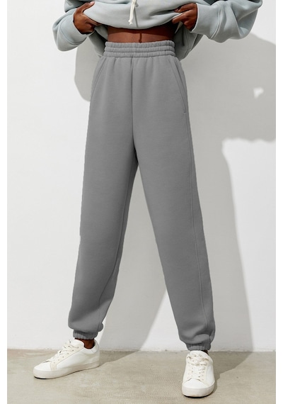 Madmext Kadın Boyalı Gri Comfort Fit Eşofman Altı Mg1353-boyalı Gri