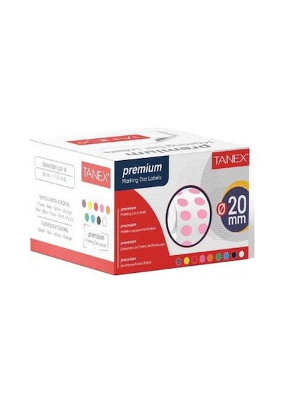 Tanex Nokta Etiketi 2500 Li Tekli Kutu 20 Mm Pembe