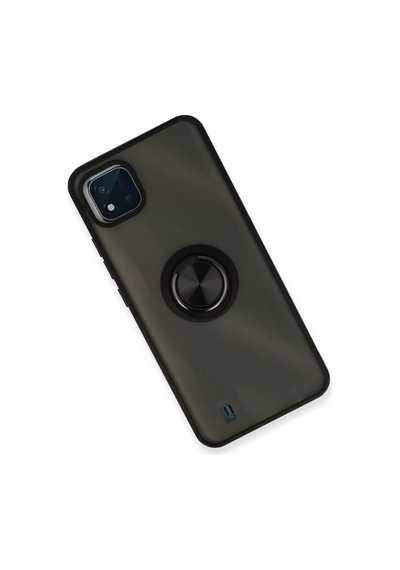 Newface Realme C11 2021 Kılıf Montreal Yüzüklü Silikon Kapak - Siyah