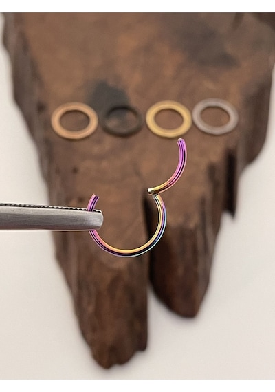 Paslanmaz Kararmaz Cerrahi Çelik Tam Halka Kıkırdak Tragus Helix Piercing Gri