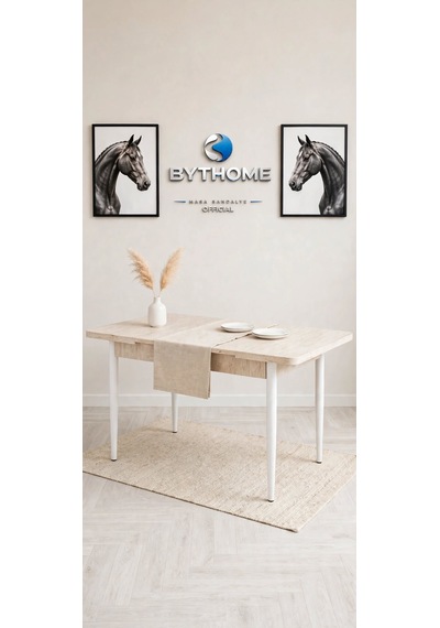Byt Home Mutfak Masası Açılabilir Masa 6 Kişilik Masa Ahşap Masa Metal Ayak Traverten Desen Byt Home Mutfak Masası Açılabilir Masa 6 Kişilik Masa Ahşap Masa Metal Ayak Traverten Desen