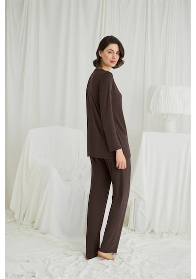 Will Like Uzun Kollu Boydan Düğmeli V Yaka Pijama Takımı Çok Renkli