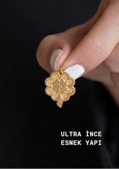 14 Ayar Altın Ultra İnce Yonca Kolye Ucu 1,6 Mm Sarı Altın