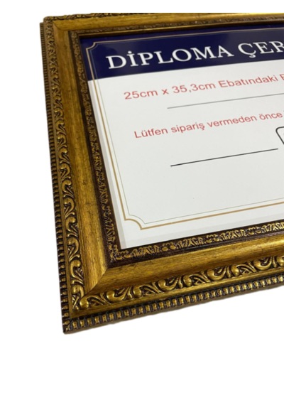 Diploma Çerçevesi Gold Renk - Hakiki Camlı Ürün - 25x35,2 Boyut