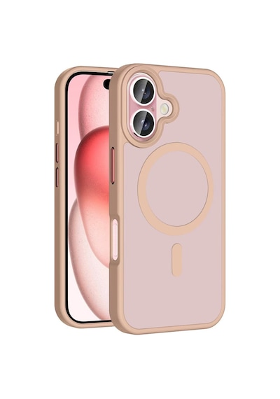 Apple Uyumlu iPhone 16 Plus Kılıf Magsafe Şarj Özellikli Mat Arka Yüzey Sio Premium Kapak Rose