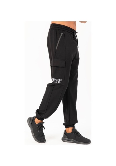 Maraton Sportswear Oversize Erkek Lastik Paça Basic Siyah Eşofman Altı 22466 Siyah