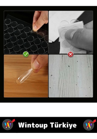 Premium Cam Metal Plastik Ahşap Mermer Çift Taraflı Şeffaf Nano Yuvarlak Montaj Macunu 42 Adet