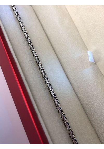 Erkek Gümüş Bileklik - 2.8mm Yuvarlak Kral Model Işıklı Kutuda