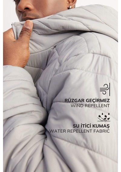 DeFactoFit Su İtici Regular Fit Kapüşonlu Fermuarlı Dokuma Mont D6183AX25SPGR456