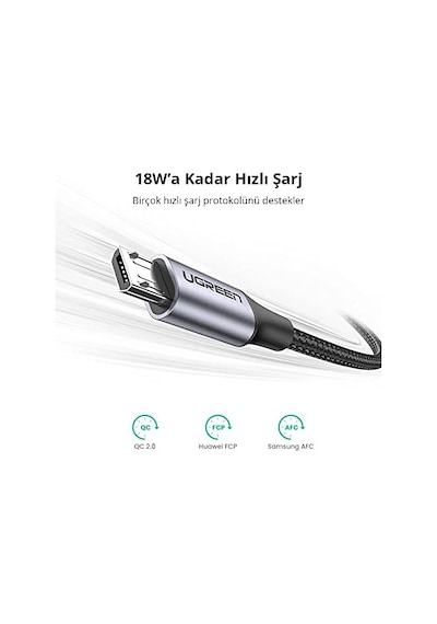 Örgülü Micro-usb &amp Usb-a Data Ve Şarj Kablosu, 1.5 Metre, Siyah Diğer