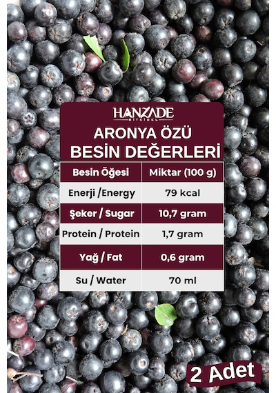 Hanzade Bitkisel Aronya Özü 500 Ml X 2 Adet Soğuk Pres, Yoğun Tat, Cam Şişe