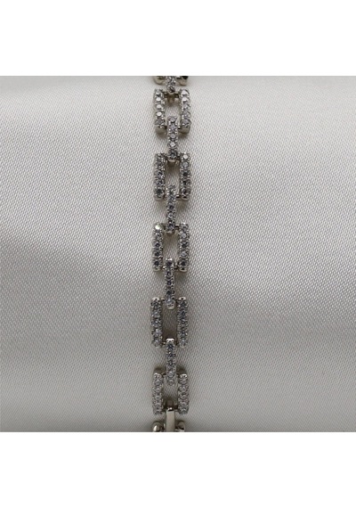 Taşlı Kilit Bileklik Silver Çok Renkli