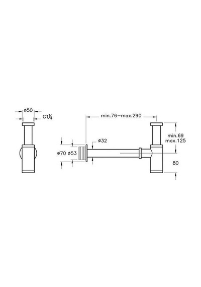 VitrA Lavabo Sifonu, Origin, Alt Grubu T Tipi Parlak Siyah, A4512339