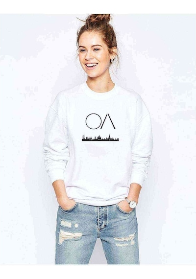 The Oa Oa & House Baskılı Beyaz Kadın Sweatshirt