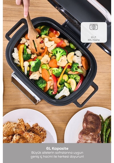 Karaca Gastro Grill 6 Kişilik Geniş Hacim Airfryer Air Grill ve Izgara Makinesi