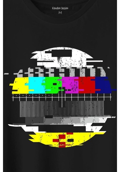 No Signal Teletex Nostalji Tv Tele Tex Baskılı Tişört Unisex T-shirt 001