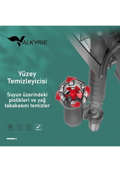 Valkyrie Askılı Akvaryum Şelale Filtre 10w 800 L/h 6 Lı Filtre Yüzey Temizleyici