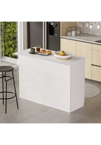 Robin Home Liva Ada Mutfak Yemek Masası 2 Kapaklı 120cm Beyaz