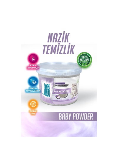 Bebek Pudralı Bentonit Kedi Kumu 10 Lt - İnce Taneli, Güçlü Topaklanan, Uzun Süreli Ferahlık