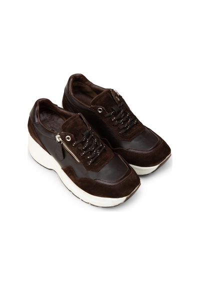 Deery Kadın Hakiki Süet Kahverengi Dolgu Topuk Sneaker - M9147zkhvc02