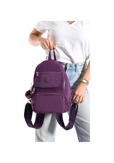 Baginn Kadın Sırt Çantası Kapaklı Model 30 25 Cm Hafif Klinkır Kumaş Spor Çantası Günlük Bayan Çantası Mor