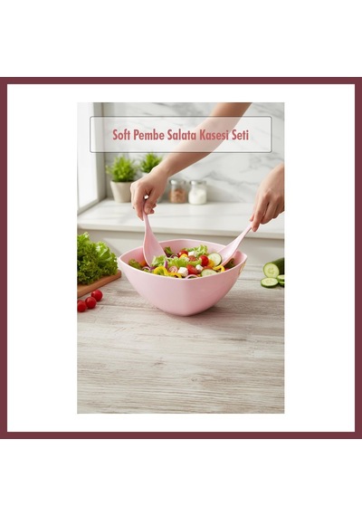 Storeşahin 3,5 Lt Soft Pembe Akrilik Kare Salata Ve Servis Kasesi Seti 3 Parça Shn0720