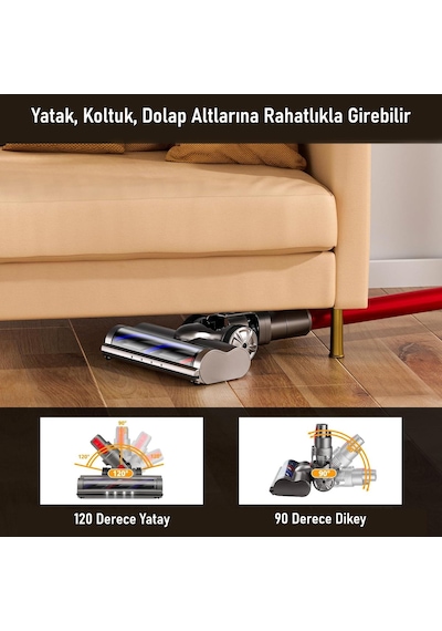 Dyson V8/v10/v11/v15 Uyumlu Yüksek Performanslı Valkyrie Elektrikli Döner Işıklı Zemin Fırçası Başlığı