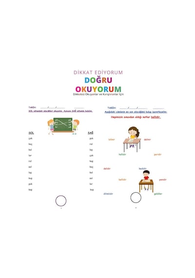 Duyumarket Dikkat Ediyorum Doğru Okuyorum- Dikkatli Okuma Becerisini Geliştirme Çalışma Kitabı