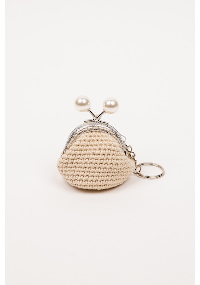 Fabric Craft Bag Mini Bozuk Para Cüzdanı Anahtarlık Klipsli Sütlü Kahve