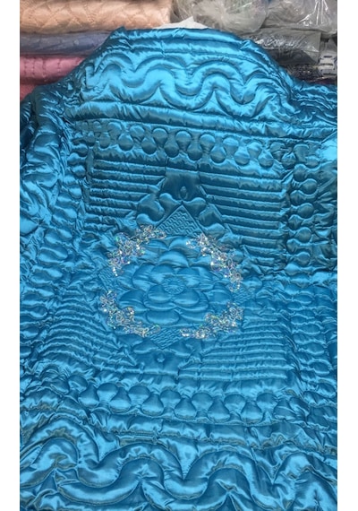 El Yapımı Çift Kişilik Pamuklu Yorgan Mavi 195 x 215 CM Mavi