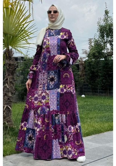 Rabia Şamlı Nehir Elbise Leylak Normal