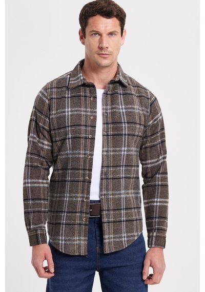 Tudors Erkek Slim Fit Dar Kesim Kareli Kışlık Oduncu Gömlek-42323 Kahverengi Tudors Erkek Slim Fit Dar Kesim Kareli Kışlık Oduncu Gömlek-42323 Kahverengi