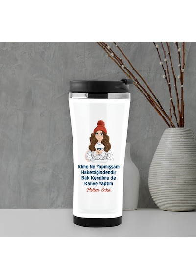 Kendime Kahve Yaptım Isme Özel Termos Mug