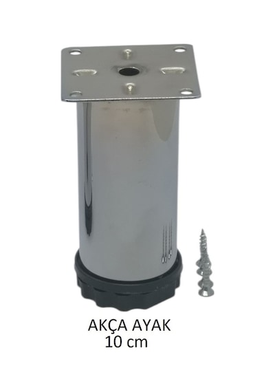 Akça Ayak, Baza, Yatak, Koltuk, Kanepe, Masa, Puf, Sehpa Tv Ünitesi Ayarlanabilir Metal Ayak 10 Cm Krom