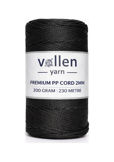 200gr/230m Premium Polyester Makrome Ipi 2mm ,makrome Ip,makrame,supla,çanta Ipi,siyah