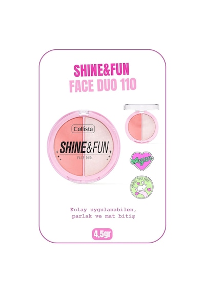 Callista Shine & Fun Face Duo Toz Allık Ve Aydınlatıcı Palet - 110 Party Gang