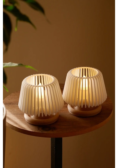 Dekoratif Led Tealight Mumluk Masaüstü Aydınlatma 2'li Set Açık