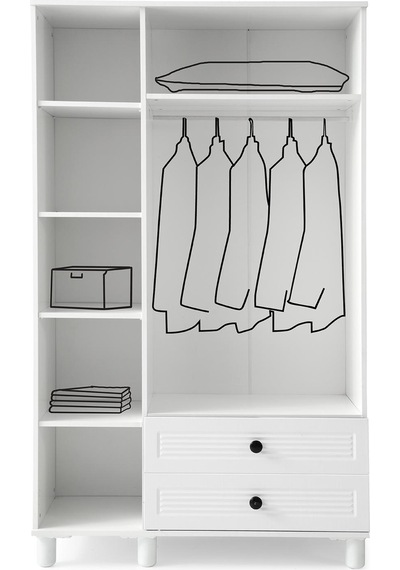 Finike Mdf 3 Kapaklı Dolap -beyaz