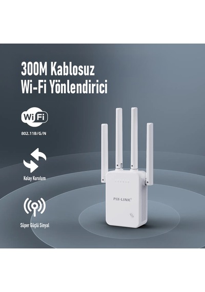 Pıxlınk Wr47d4q Wifi Repeater Router Access Point 300 Mbps Beyaz