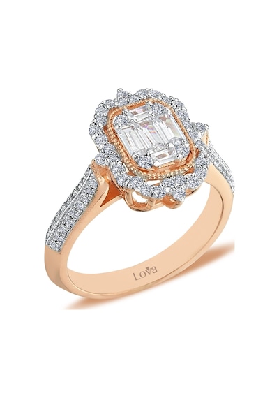 Lova 0,70 Karat Baget Ve Dört Köşe Pırlanta Kalhu Yüzük - 1010354