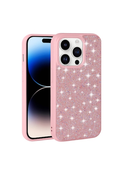 Apple iPhone Uyumlu 14 Pro Max Kılıf Simli Pırlanta Taşlı Kamera Yükseltili Silikon Pazarplus Gri