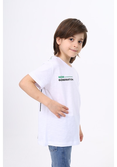Toontoy Kids Toontoy Erkek Çocuk Cep Baskılı Tişört Beyaz