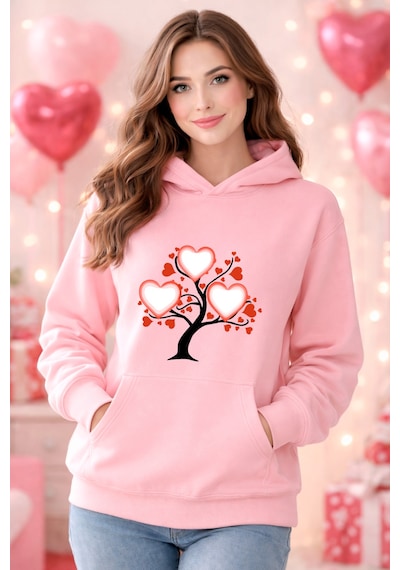 Stil X Sevgililer Gününe Özel, Kapüşonlu Kadın Sweatshırt, Valentıne's Day Pembe-8