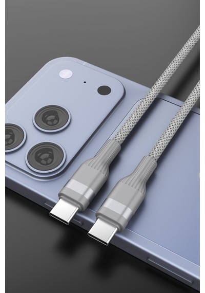 Type-c Type-c 100 W Örgü Data Ve Şarj Kablosu 2m Gri