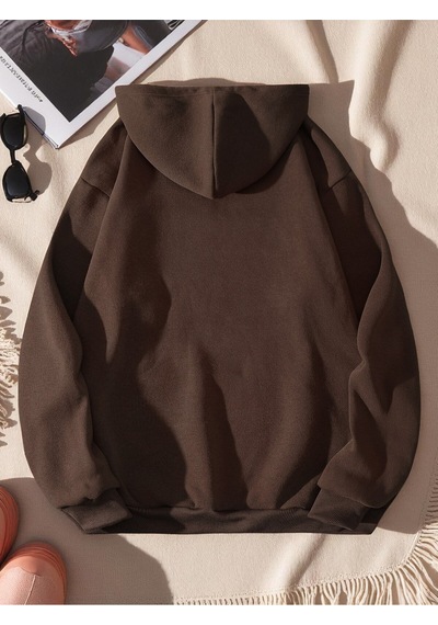 Uyguntarz Silüet Baskılı Oversize Sweatshirt Kahverengi